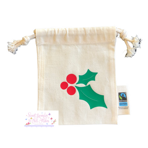 * SALE * Holidays Designs Organic Tie String Mini Bag * Mini Drawstring Sacks