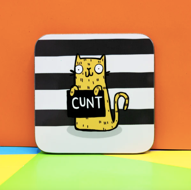 C* Sweary Cat Coaster - Katie Abey - 1 Coaster