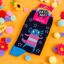 Load image into Gallery viewer, Don&#39;t Tell Me Who I am Axolotl Trans Pride Socks - Katie Abey Socks
