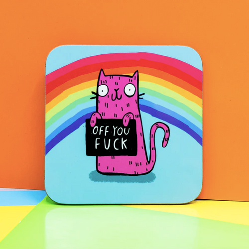 Off You F* Sweary Cat Coaster - Katie Abey - 1 Coaster
