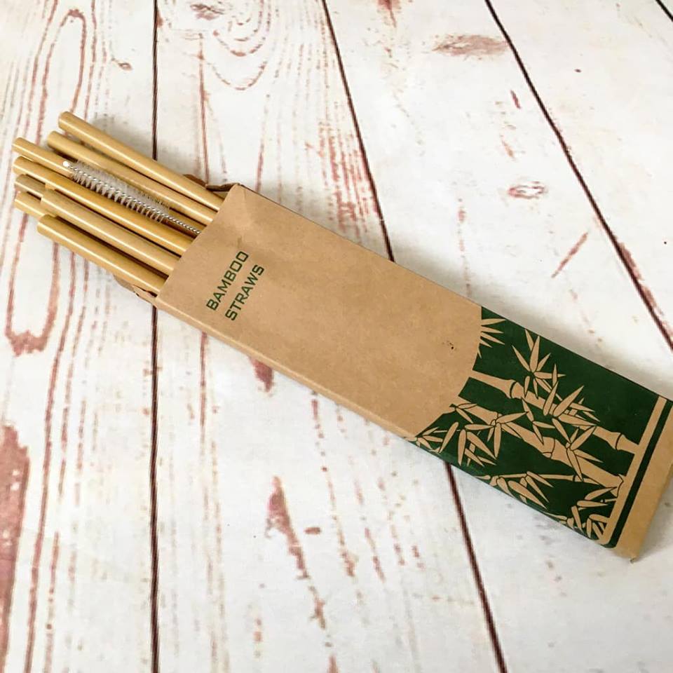 Bamboo Drinking Straws + Small Brush