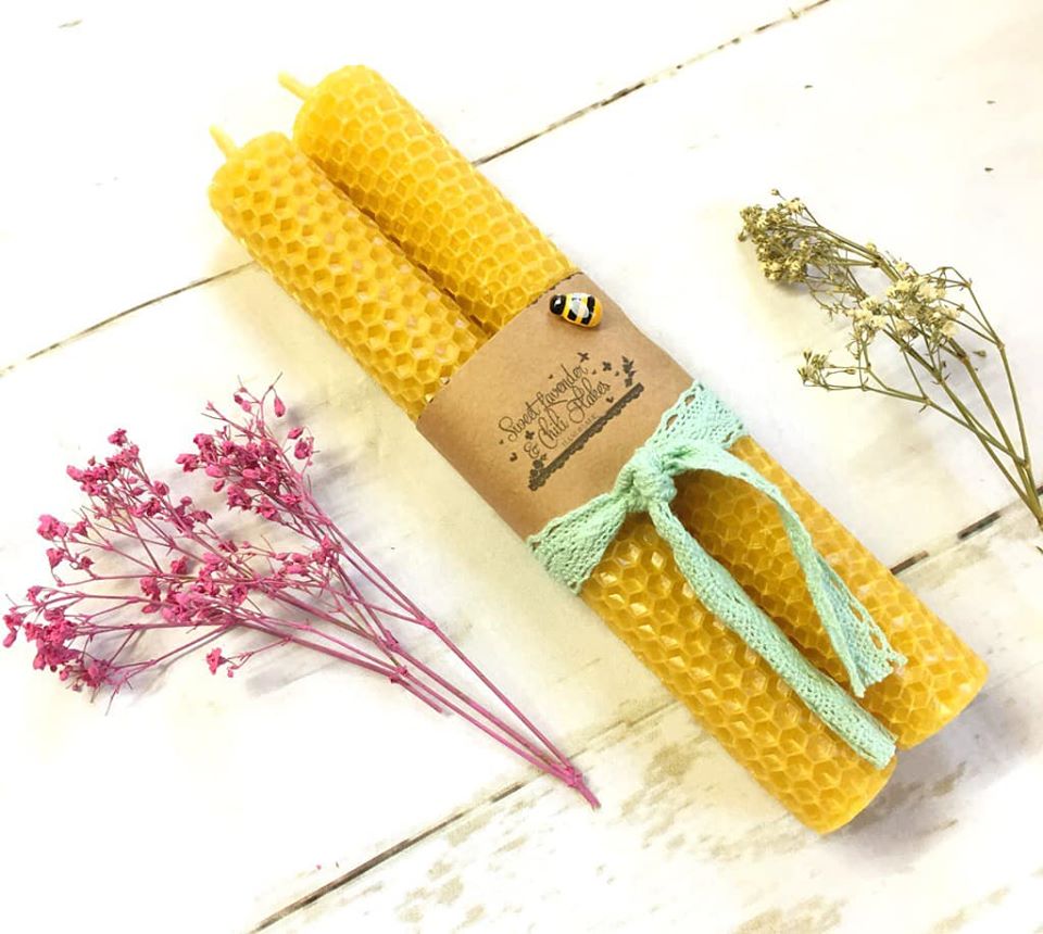 Beeswax handrolled Candles Set - 2 Candles