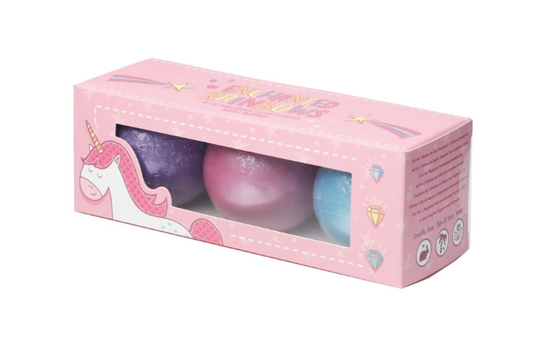 SALE Enchanted Rainbow Unicorn 3 Bath Bombs Gift Box Sweet