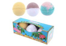 Load image into Gallery viewer, Flamingo Bath Bombs - Tropical Scents - 3 Bath Bombs Gift Box