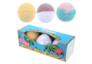 Flamingo Bath Bombs - Tropical Scents - 3 Bath Bombs Gift Box