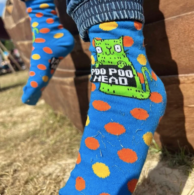 MEDIUM Poo Poo Head Socks - Katie Abey Socks - Funny Socks
