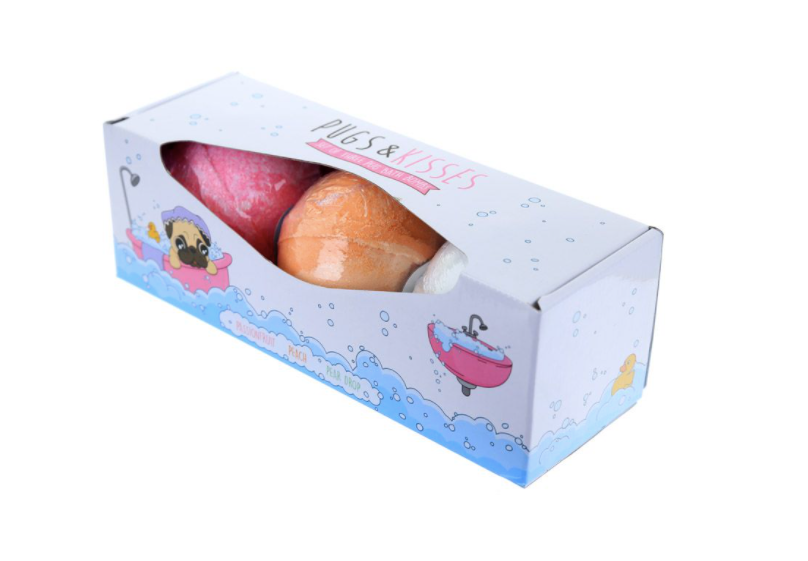 * SALE * Pugs and Kisses Bath Bombs - Fruity Scents - 3 Bath Bombs Gift Box