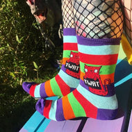 Twat Rainbow Socks - Sweary Cat Socks - Red Cat - Katie Abey Socks