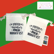 Naughty List Mini Drawstring Bag