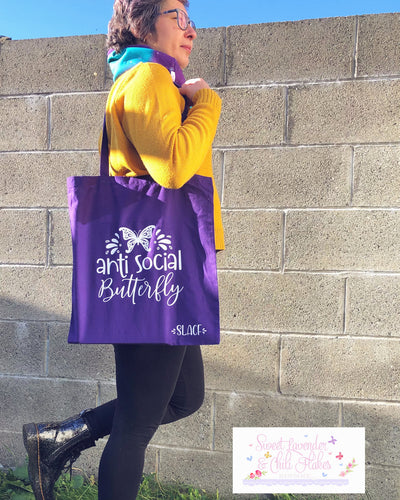 Anti Social Butterfly Tote Bag - Purple