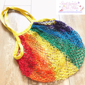 Rainbow Cotton Net Shopping Bag long handles (NOT handmade)
