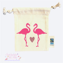 Load image into Gallery viewer, Flamingo Design Organic Tie String Mini Bag * Mini Drawstring Sacks