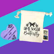 AntiSocial Butterfly Mini Drawstring Bag
