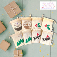 * SALE * Holidays Designs Organic Tie String Mini Bag * Mini Drawstring Sacks